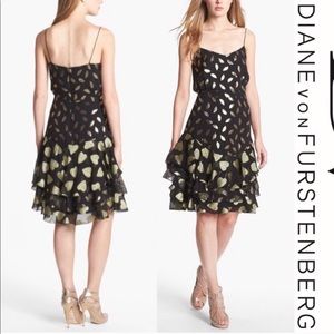RARE Diane Von Furstenberg Siena Gold Leaf Dress